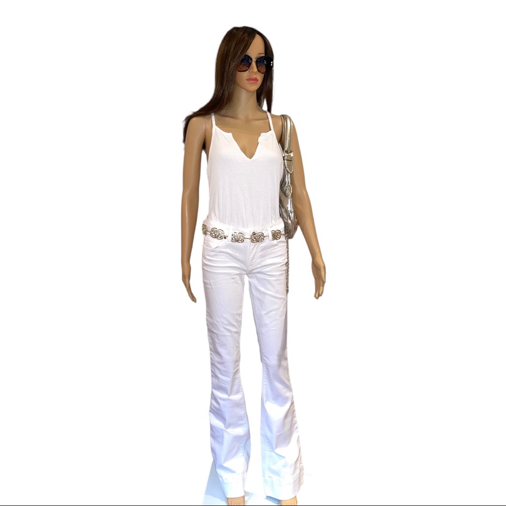 Nwt Genetic Denim Pamela Robbins Flare Leg White Jeans 25